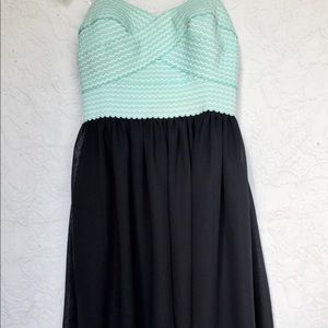 Turquoise and black strapless dress. Size 3